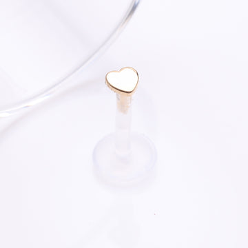 Detail View 1 of 14 Karat Gold Heart Plate Top Bio-Flex Labret